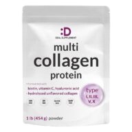 Deal Suplement. Multicolágeno proteína, tipos I,II, III, V, X + Biotin, Vitamina C y Ácido Hialurónico - 41 porciones en polvo sin sabor - 1 libra
