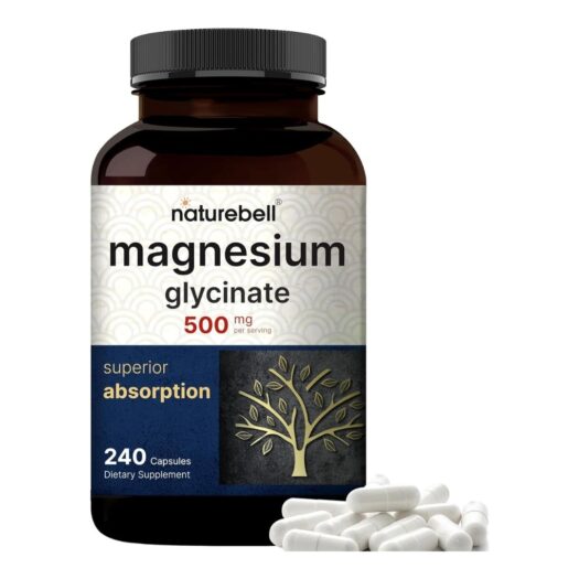 Naturebell. Glicinato de Magnesio 500 mg - 240 cápsulas por frasco.