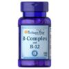 Puritans Pride. Complejo B (Vitamina B1, B2, B3, B12 + Enzima de Papaya - 180 tabletas por frasco