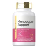 Carlyle. Menopause Support. Black Cohosh + Isoflavonas de Soya + Dong Quai + otros extractos herbales. Para sofocos y sudores nocturnos - 180 cápsulas por frasco.