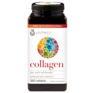 Youtheory. Colágeno hidrolizado tipo 1 y 3 con vitamina C - 360 tabletas.