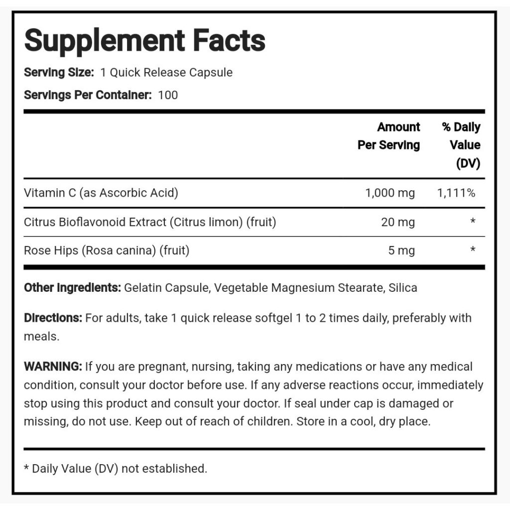 Piping Rock. Vitamina C 1000 Mg Con Bioflavonoides Y Rose Hips - 100 