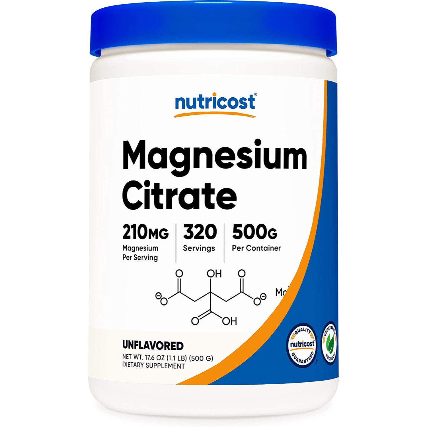Nutricost. Citrato de Magnesio polvo 210 mg - 320 porciones. - Vitaminas y  Más