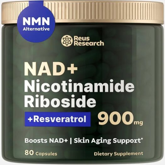 Reus Research. NAD + Nicotinamida Ribosa + Quercetina + Trans Resveratrol - 80 cápsulas por frasco.