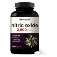NatureBell. Suplemento Óxido Nítrico – Fórmula preentrenamiento con L-arginina y L-citrulina – 3,600 mg - Por 3 tabletas - 300 tabletas por frasco.