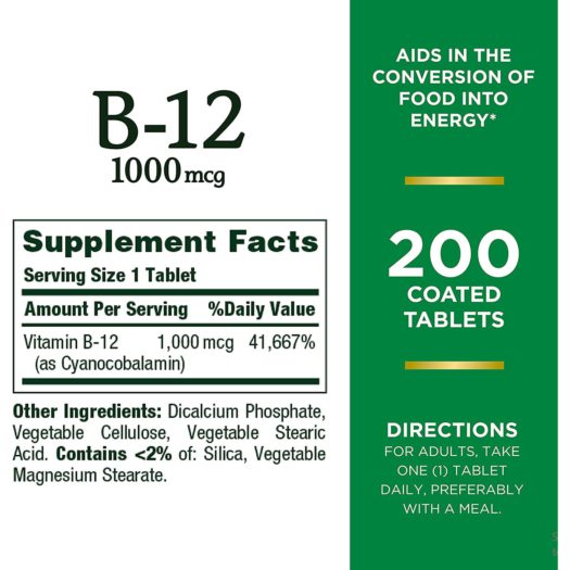 Nature's Bounty. Vitamina B12 1000 mcg - 200 tabletas. - Image 2