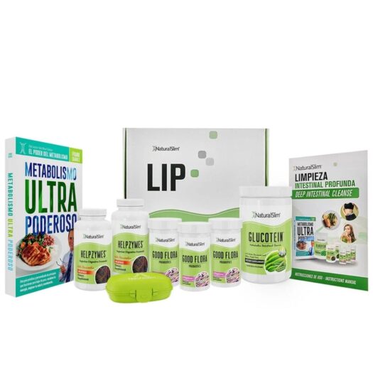 NaturalSlim. Kit Limpieza Intestinal Profunda (3 Good Flora + 2 Helpzymes + 1 Glucotein) + 1 Libro Gratis del Sr. Frank Suárez