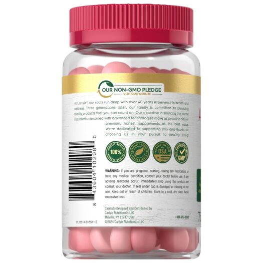 Carlyle. Vinagre de sidra de manzana 600 mg - Por 3 gomitas - 75 gomitas por frasco. - Image 3