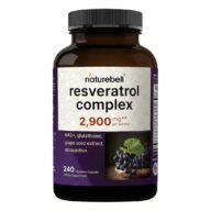 NatureBell. Complejo de Resveratrol 2,900 mg. Resveratrol, NAD, Glutatión y Más - Por 3 cápsulas- 240 cápsulas por frasco.
