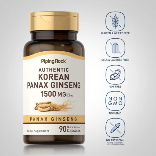 Piping Rock. Ginseng Coreano 1,500 mg- Por cada 3 cápsulas - 90 cápsulas por frasco. - Image 3