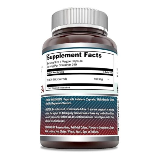 AmazingNutrition. DHEA - Micronizada 100 mg - 240 cápsulas por frasco. - Image 2