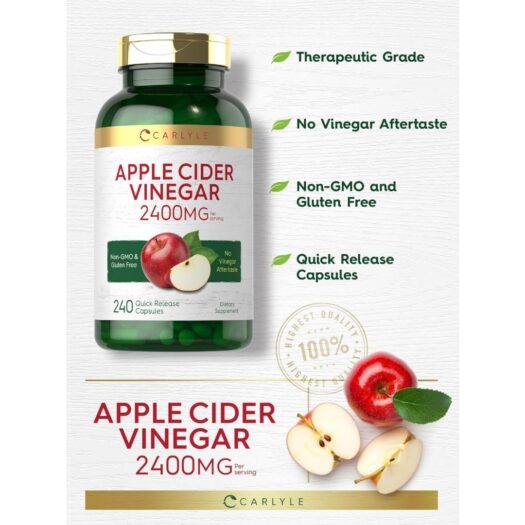 Carlyle. Vinagre de Sidra de Manzana 2,400 mg - Por cada 4 cápsulas - 240 cápsulas. - Image 3