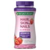 Nature's Bounty. Hair, Skin and Nails con biotina - 6,000 mcg + Vitaminas A, C y E sabor a fresas - 80 gomitas por frasco