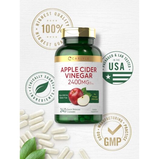 Carlyle. Vinagre de Sidra de Manzana 2,400 mg - Por cada 4 cápsulas - 240 cápsulas. - Image 5