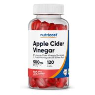 Nutricost. Vinagre de sidra de manzana 500 mg + Jugo de Granada 40 mcg + Raíz de Remolacha + Vitamina B12 + Ácido Fólico por cada gomita - 120 gomitas por frasco.