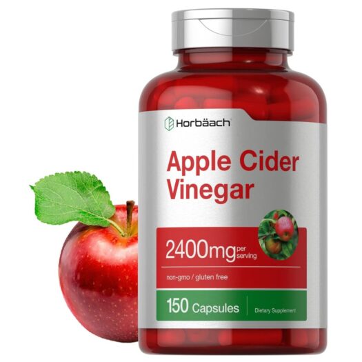 Horbaach. Vinagre de Sidra de Manzana 2,400 mg - Por cada 4 cápsulas - 150 cápsulas.