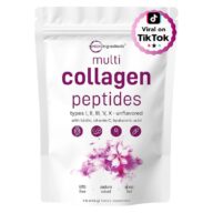Micro Ingredients. Multicolágeno proteína, tipos I,II, III, V, X + Biotin, Vitamina C y Ácido Hialurónico - 41 porciones en polvo sin sabor - 1 libra