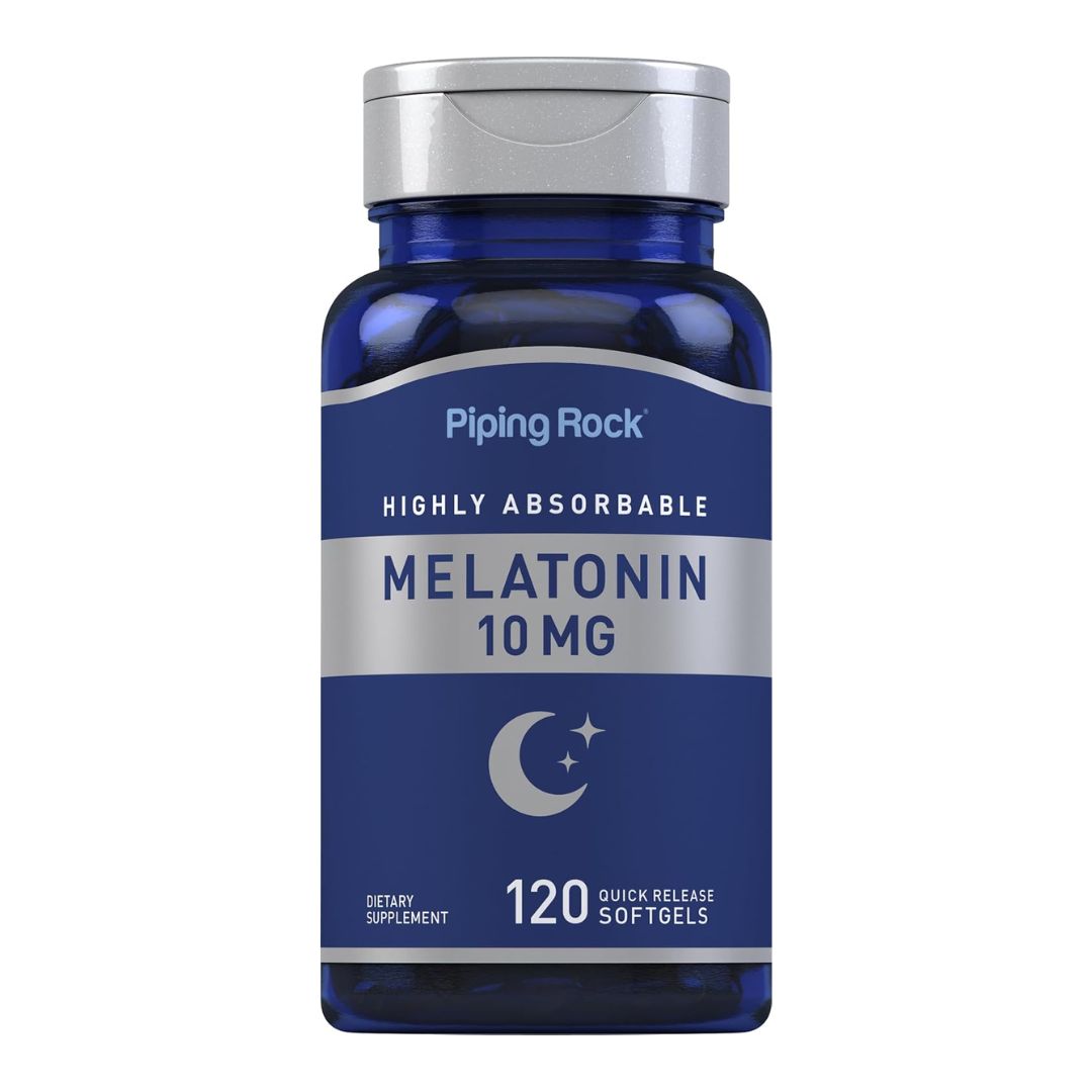 Piping Rock. Melatonina 10 mg - 120 cápsulas blandas por frasco.