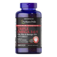 Puritan's Pride. Omega 3 6 9 Maximum Strenght - 240 capsulas por frasco.