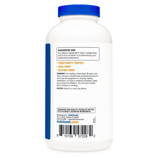 Nutricost. Fish Oil 1,000 mg - EPA 340 MG + DHA 220 MG por softgel - 240 softgels por frasco. - Image 3