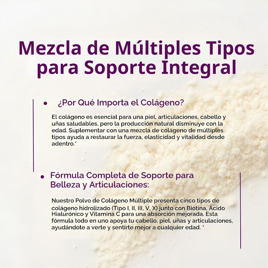 Micro Ingredients. Multicolágeno proteína, tipos I,II, III, V, X + Biotin, Vitamina C y Ácido Hialurónico - 82 porciones en polvo sin sabor - 2 libras - Imagen 7