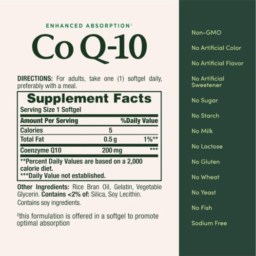 Nature´s Bounty. Coenzima Q10 200 mg / Ayuda a la salud cardiovascular - 200 softgels  por frasco - Image 2