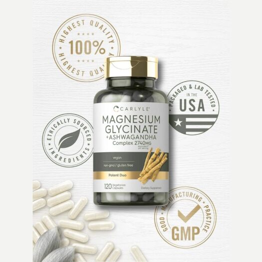 Carlyle. Complejo de Glicinato de Magnesio + Ashwagandha 2,470 mg por cada 3 cápsulas - 120 cápsulas por frasco - Image 6