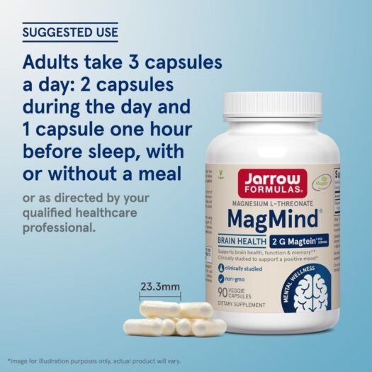 Jarrow Formulas. MagMind L-Treonato de Magnesio 2,000 mg - Por 3 cápsulas - 72 cápsulas por frasco - Image 3