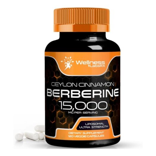 Wellness LabsRX. Complejo de Berberina 15,000 mg - Por 2 cápsulas - Berberina + Canela de Ceilán + Cúrcuma + Ginseng + Ginkgo + Vinagre de Sidra de Manzana + Pimienta negra - 120 cápsulas.