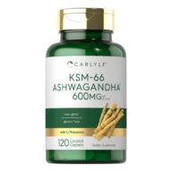 Carlyle. Ashwagandha KSM 66 - 600 mg Extracto + L Teanina 200 mg - Por 2 tabletas recubiertas - 120 tabletas recubiertas por frasco.
