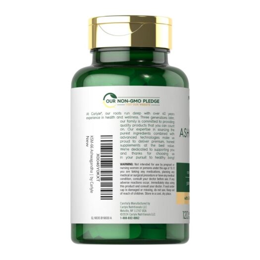 Carlyle. Ashwagandha KSM 66 - 600 mg Extracto + L Teanina 200 mg - Por 2 tabletas recubiertas - 120 tabletas recubiertas por frasco. - Image 3