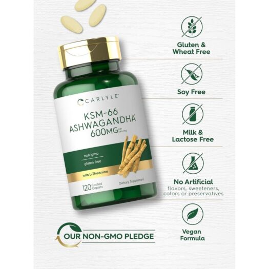 Carlyle. Ashwagandha KSM 66 - 600 mg Extracto + L Teanina 200 mg - Por 2 tabletas recubiertas - 120 tabletas recubiertas por frasco. - Image 5