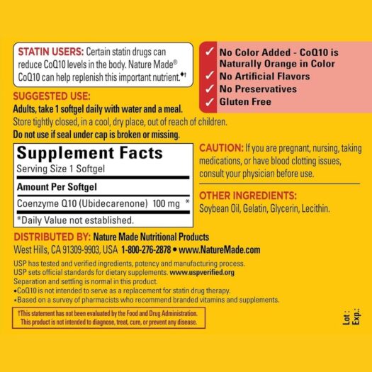 NatureMade. Coenzima Q10 100 mg - 120 softgels/ cápsulas blandas - Image 6
