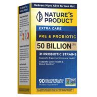 Natures Product. Extra Care Pre y Probiotic 50 billones 31 cepas - 90 cápsulas vegetarianas por frasco