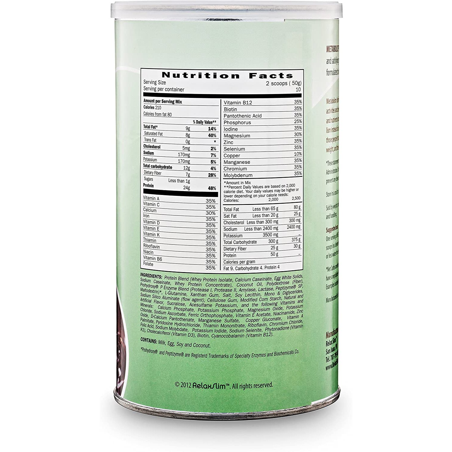 NaturalSlim. Metabolic Protein Chocolat Shake Mix - 17.6 onzas (1.1 libras) - Image 2