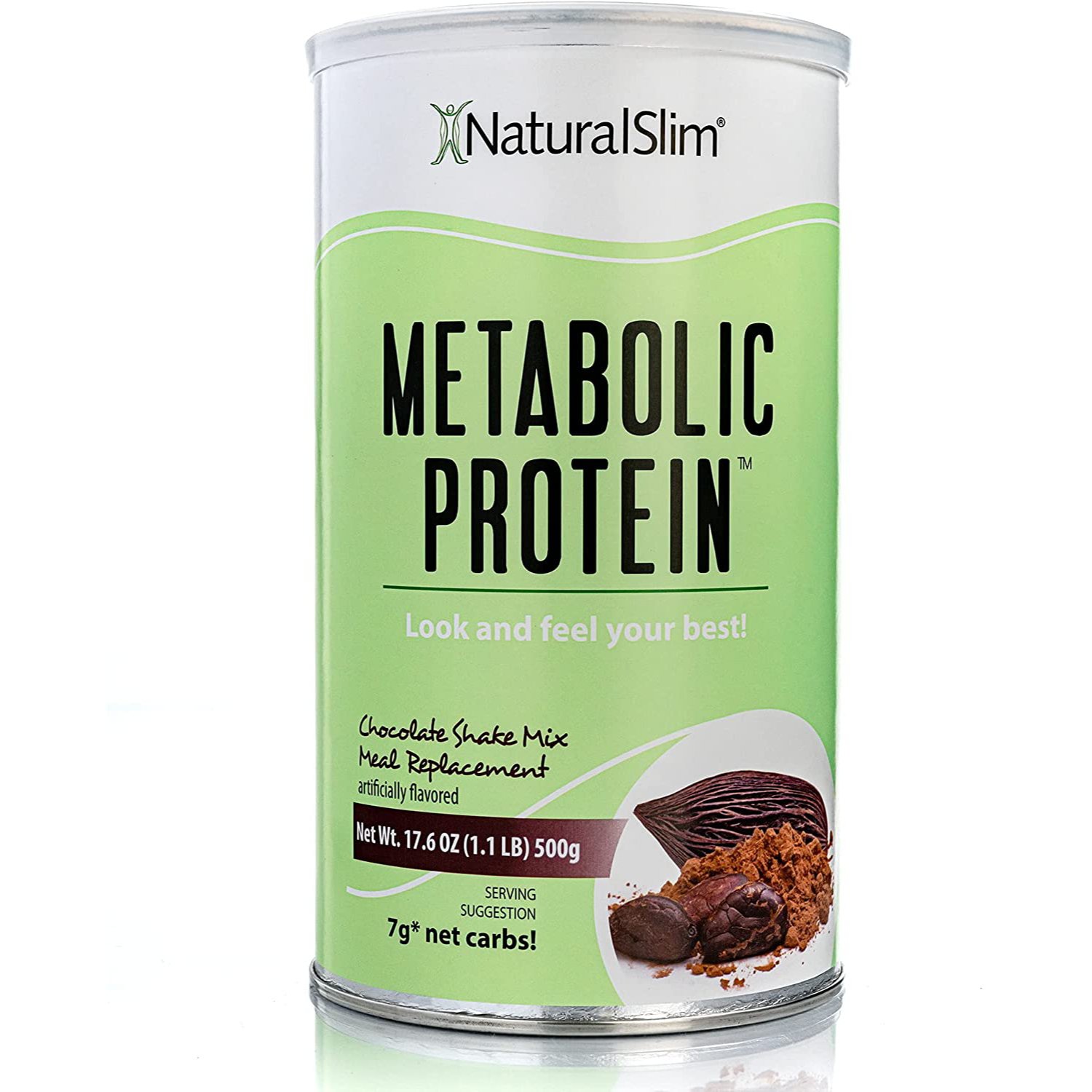 NaturalSlim. Metabolic Protein Chocolat Shake Mix - 17.6 onzas (1.1 libras)