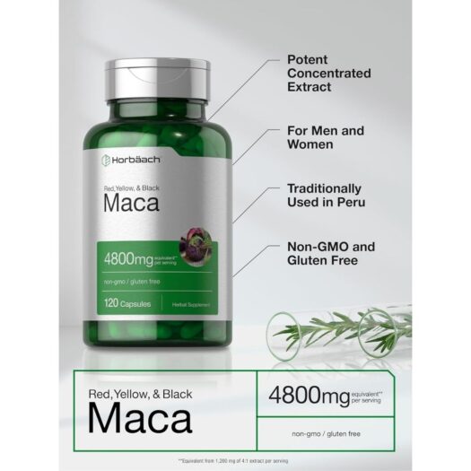 Horbaach. Maca 4,800 mg - Por 3 cápsulas - 120 cápsulas por frasco. - Image 4