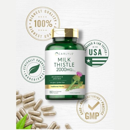 Carlyle. Milk Thistle 2,000 mg + Dandelion + Yellow Dock -  Por cada 4 cápsulas - 180 cápsulas por frasco. - Image 5