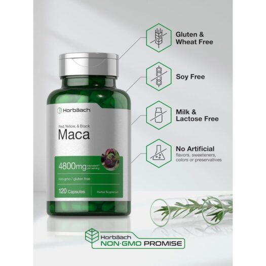 Horbaach. Maca 4,800 mg - Por 3 cápsulas - 120 cápsulas por frasco. - Image 5