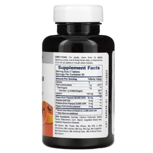 American Health. Enzimas de papaya - 250 tabletas masticables por frasco. - Image 2