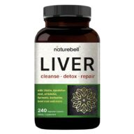 Naturebell. Complejo Liver 15 en 1 - Cardo Mariano, Diente de León, Alcachofa, Cúrcuma, Berberina, Remolacha y otros - 240 cápsulas por cápsula.