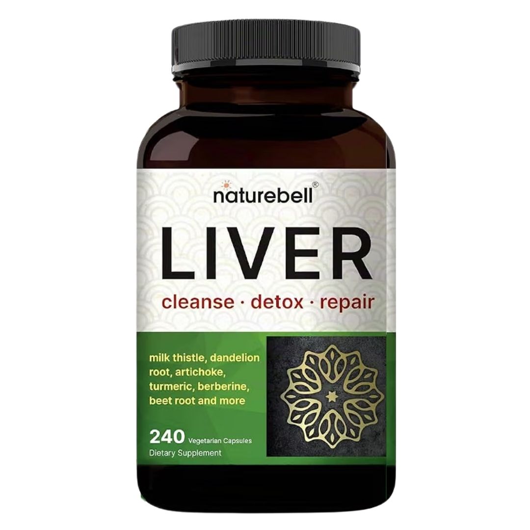 Naturebell. Complejo Liver 15 en 1 - Cardo Mariano, Diente de León, Alcachofa, Cúrcuma, Berberina, Remolacha y otros - 240 cápsulas por cápsula.