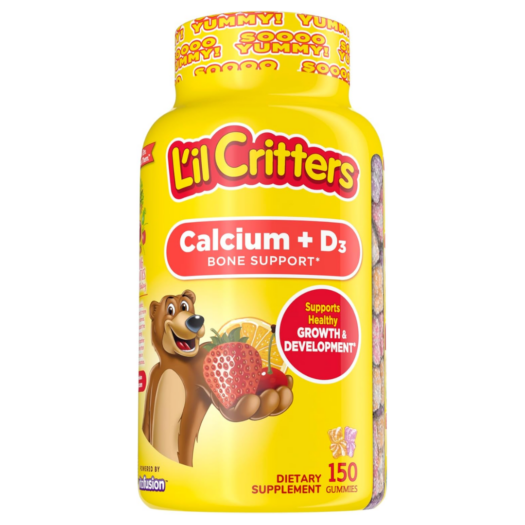 Lil Critters. Bone Support - Calcio + Vitamina D3 para niños - 150 gomitas por frasco.