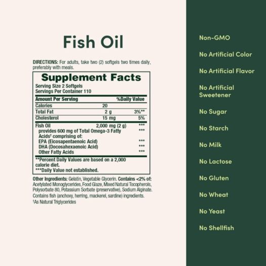 Nature's Bounty. Fish Oil 1,000 mg - 220 capsulas por frasco. - Image 2