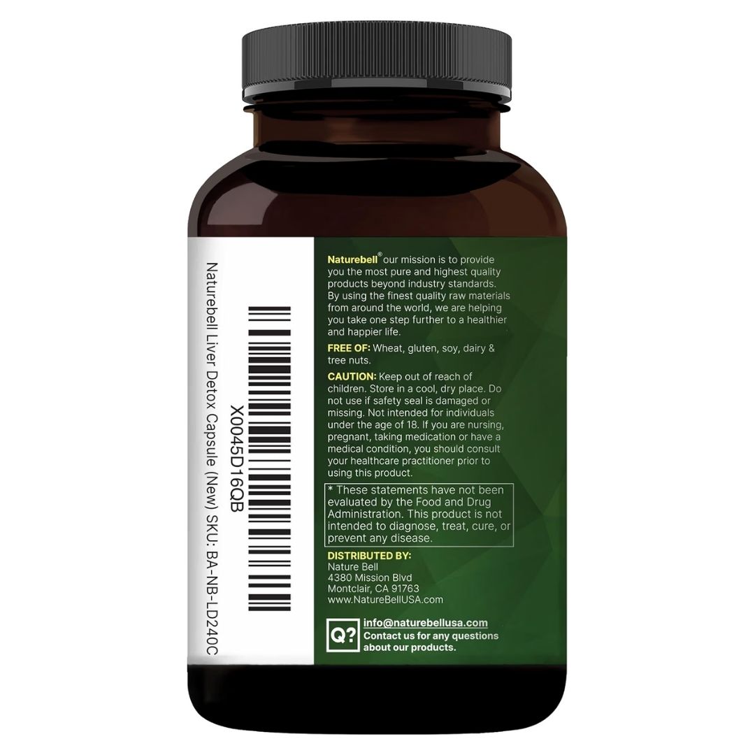 Naturebell. Complejo Liver 15 en 1 - Cardo Mariano, Diente de León, Alcachofa, Cúrcuma, Berberina, Remolacha y otros - 240 cápsulas por cápsula. - Imagen 3