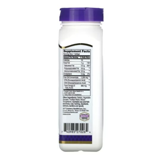 21st Century. Omega 3 1,200 mg - 90 softgels por frasco - Image 2