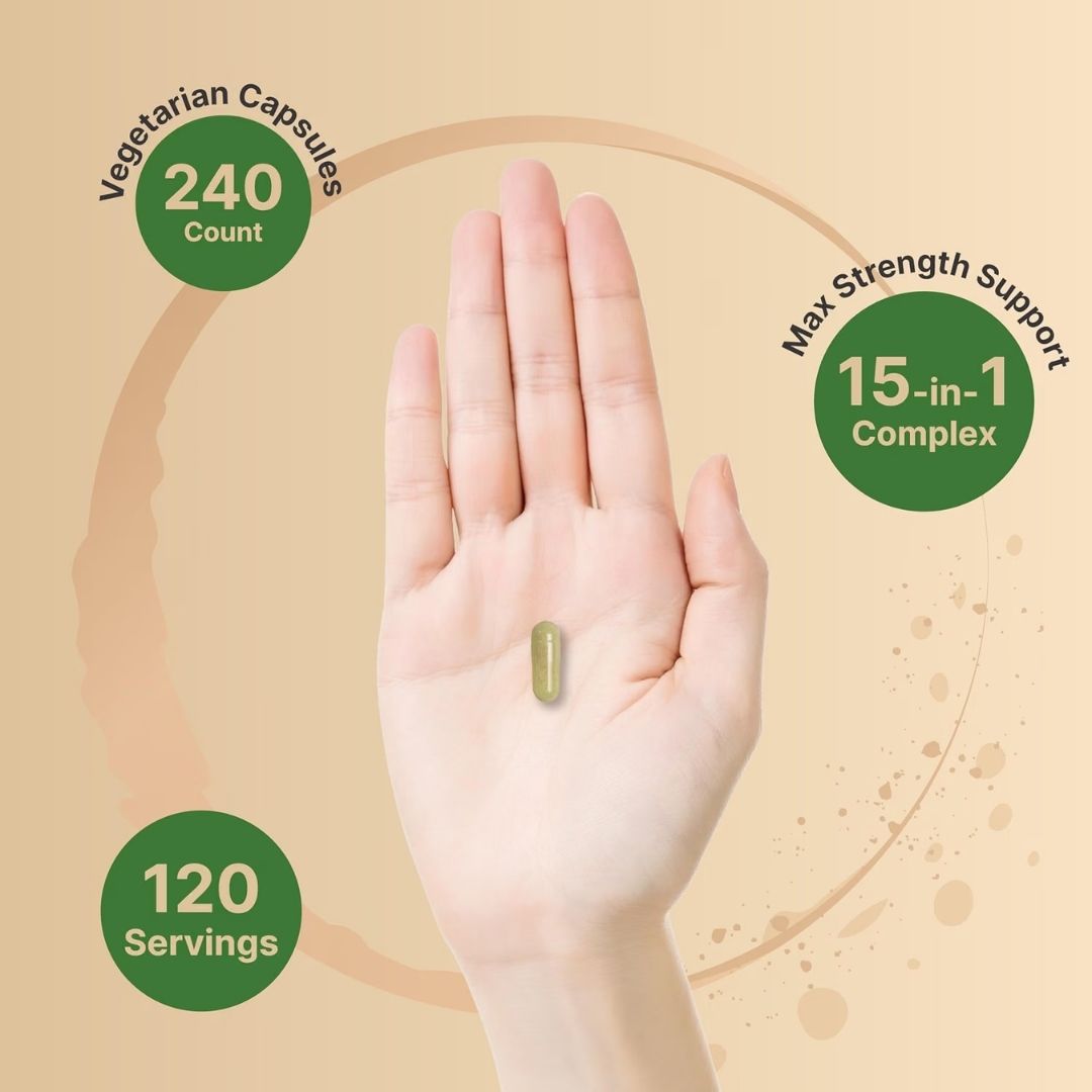 Naturebell. Complejo Liver 15 en 1 - Cardo Mariano, Diente de León, Alcachofa, Cúrcuma, Berberina, Remolacha y otros - 240 cápsulas por cápsula. - Imagen 6