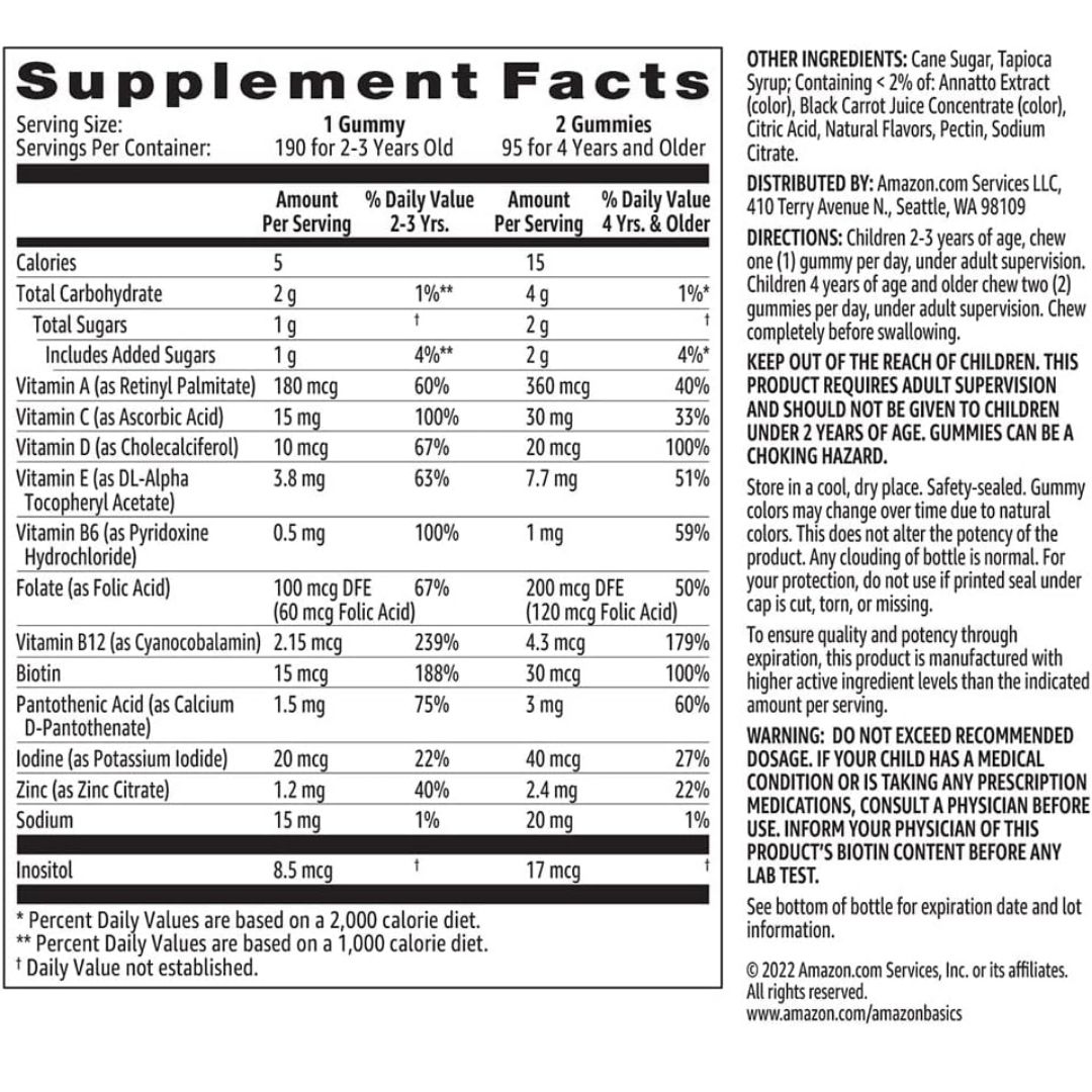 Amazon Basics. Multivitaminas para niños en gomitas - 190 gomitas por frasco. - Image 4