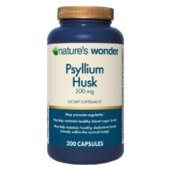 Natures Wonder. Psyllium Husk - 500 mg - 200 cápsulas por frasco.