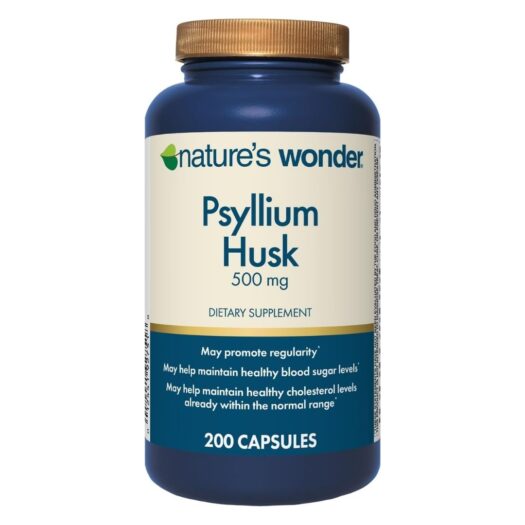 Natures Wonder. Psyllium Husk - 500 mg - 200 cápsulas por frasco.